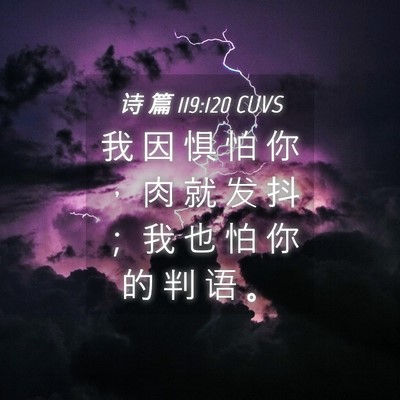 Picture 04 - 诗 篇 119:120 CUVS - 我 因 惧 怕 你 ， 肉 就 发 抖 ； 我 - Bible Verse Picture
