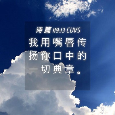 Picture 04 - 诗 篇 119:13 CUVS - 我 用 嘴 唇 传 扬 你 口 中 的 一 切 - Bible Verse Picture