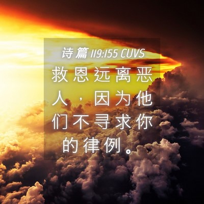Picture 04 - 诗 篇 119:155 CUVS - 救 恩 远 离 恶 人 ， 因 为 他 们 不 - Bible Verse Picture