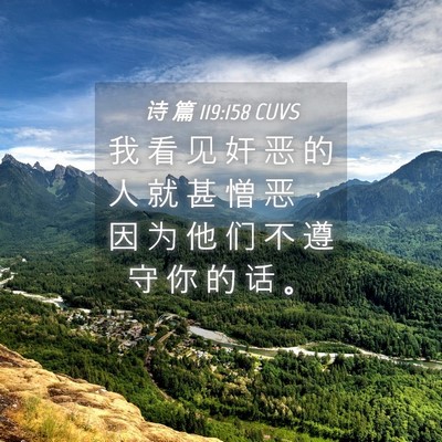 Picture 04 - 诗 篇 119:158 CUVS - 我 看 见 奸 恶 的 人 就 甚 憎 恶 ， - Bible Verse Picture