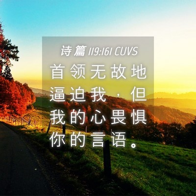 Picture 04 - 诗 篇 119:161 CUVS - 首 领 无 故 地 逼 迫 我 ， 但 我 的 - Bible Verse Picture