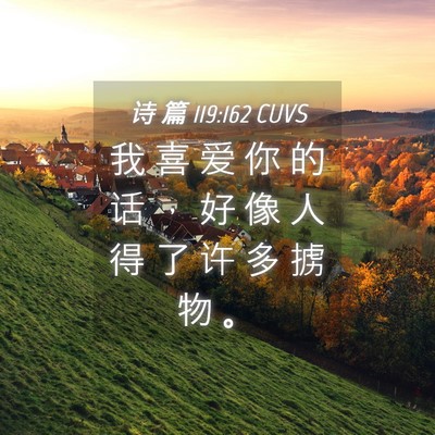 Picture 04 - 诗 篇 119:162 CUVS - 我 喜 爱 你 的 话 ， 好 像 人 得 了 - Bible Verse Picture