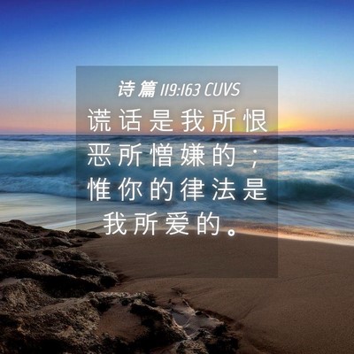 Picture 04 - 诗 篇 119:163 CUVS - 谎 话 是 我 所 恨 恶 所 憎 嫌 的 ； - Bible Verse Picture