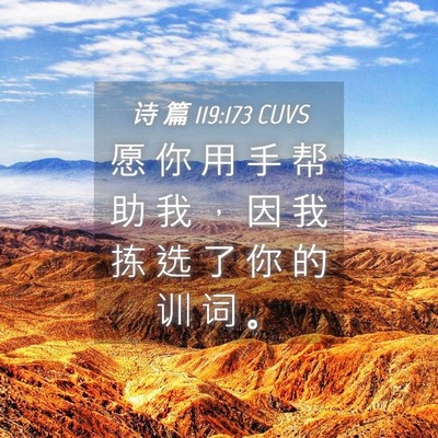 Picture 04 - 诗 篇 119:173 CUVS - 愿 你 用 手 帮 助 我 ， 因 我 拣 选 - Bible Verse Picture