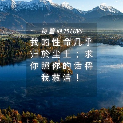Picture 04 - 诗 篇 119:25 CUVS - 我 的 性 命 几 乎 归 於 尘 土 ； 求 - Bible Verse Picture
