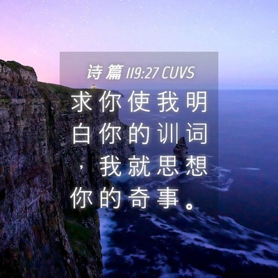 Picture 04 - 诗 篇 119:27 CUVS - 求 你 使 我 明 白 你 的 训 词 ， 我 - Bible Verse Picture