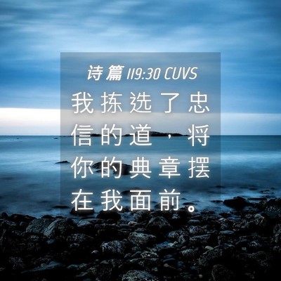 Picture 04 - 诗 篇 119:30 CUVS - 我 拣 选 了 忠 信 的 道 ， 将 你 的 - Bible Verse Picture