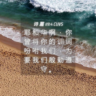 Picture 04 - 诗 篇 119:4 CUVS - 耶 和 华 啊 ， 你 曾 将 你 的 训 词 - Bible Verse Picture