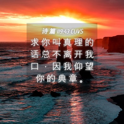 Picture 04 - 诗 篇 119:43 CUVS - 求 你 叫 真 理 的 话 总 不 离 开 我 - Bible Verse Picture