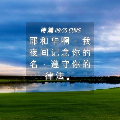 Picture 04 - 诗 篇 119:55 CUVS - 耶 和 华 啊 ， 我 夜 间 记 念 你 的 - Bible Verse Picture