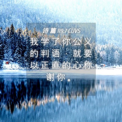 Picture 04 - 诗 篇 119:7 CUVS - 我 学 了 你 公 义 的 判 语 ， 就 要 - Bible Verse Picture