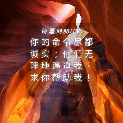 Picture 04 - 诗 篇 119:86 CUVS - 你 的 命 令 尽 都 诚 实 ； 他 们 无 - Bible Verse Picture