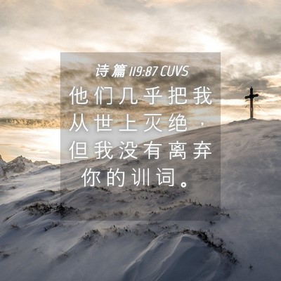 Picture 04 - 诗 篇 119:87 CUVS - 他 们 几 乎 把 我 从 世 上 灭 绝 ， - Bible Verse Picture