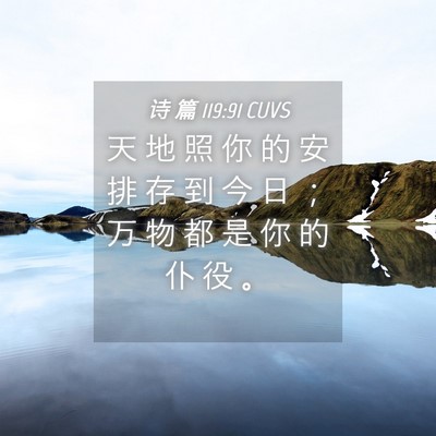 Picture 04 - 诗 篇 119:91 CUVS - 天 地 照 你 的 安 排 存 到 今 日 ； - Bible Verse Picture
