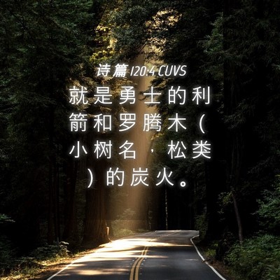 Picture 04 - 诗 篇 120:4 CUVS - 就 是 勇 士 的 利 箭 和 罗 腾 木 （ - Bible Verse Picture