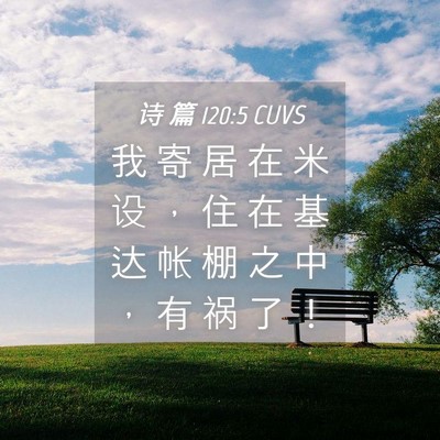 Picture 04 - 诗 篇 120:5 CUVS - 我 寄 居 在 米 设 ， 住 在 基 达 帐 - Bible Verse Picture