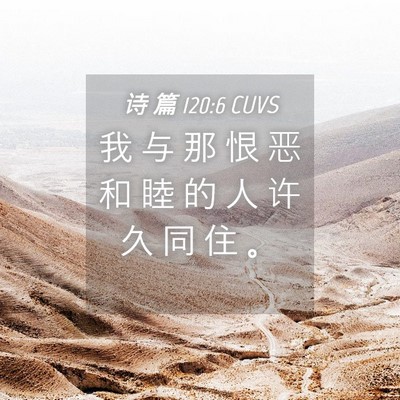 Picture 04 - 诗 篇 120:6 CUVS - 我 与 那 恨 恶 和 睦 的 人 许 久 同 - Bible Verse Picture