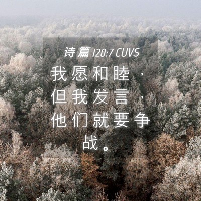 Picture 04 - 诗 篇 120:7 CUVS - 我 愿 和 睦 ， 但 我 发 言 ， 他 们 - Bible Verse Picture