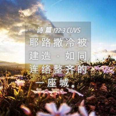 Picture 04 - 诗 篇 122:3 CUVS - 耶 路 撒 冷 被 建 造 ， 如 同 连 络 - Bible Verse Picture