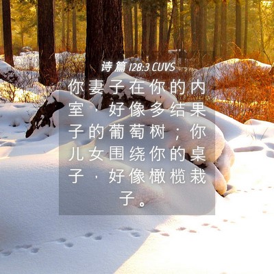 Picture 04 - 诗 篇 128:3 CUVS - 你 妻 子 在 你 的 内 室 ， 好 像 多 - Bible Verse Picture