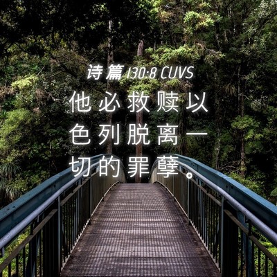 Picture 04 - 诗 篇 130:8 CUVS - 他 必 救 赎 以 色 列 脱 离 一 切 的 - Bible Verse Picture