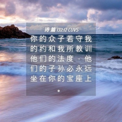 Picture 04 - 诗 篇 132:12 CUVS - 你 的 众 子 若 守 我 的 约 和 我 所 - Bible Verse Picture