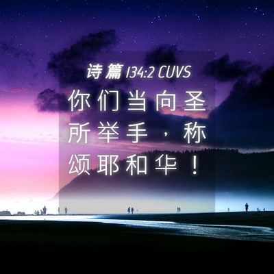 Picture 04 - 诗 篇 134:2 CUVS - 你 们 当 向 圣 所 举 手 ， 称 颂 耶 - Bible Verse Picture