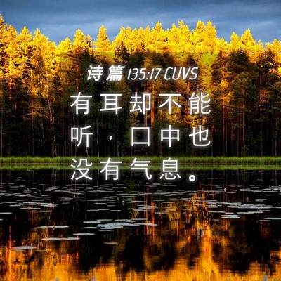 Picture 04 - 诗 篇 135:17 CUVS - 有 耳 却 不 能 听 ， 口 中 也 没 有 - Bible Verse Picture