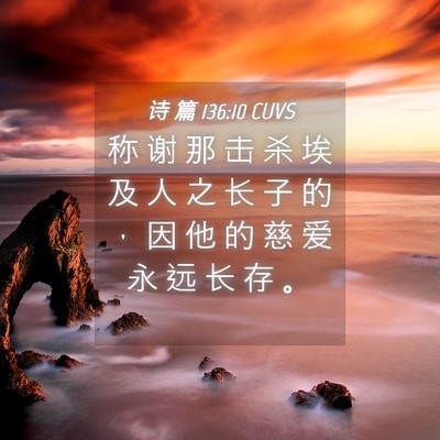 Picture 04 - 诗 篇 136:10 CUVS - 称 谢 那 击 杀 埃 及 人 之 长 子 的 - Bible Verse Picture