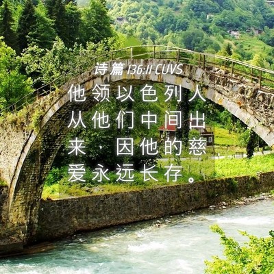 Picture 04 - 诗 篇 136:11 CUVS - 他 领 以 色 列 人 从 他 们 中 间 出 - Bible Verse Picture