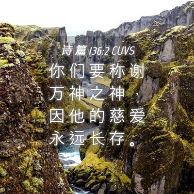 Picture 04 - 诗 篇 136:2 CUVS - 你 们 要 称 谢 万 神 之 神 ， 因 他 - Bible Verse Picture
