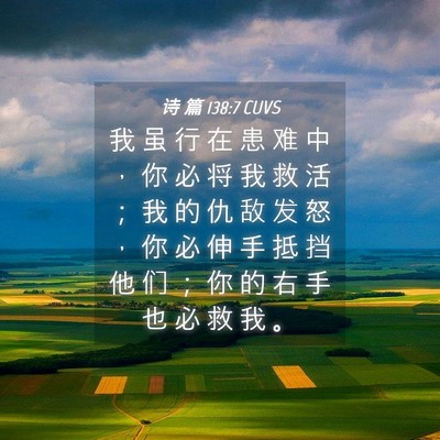 Picture 04 - 诗 篇 138:7 CUVS - 我 虽 行 在 患 难 中 ， 你 必 将 我 - Bible Verse Picture