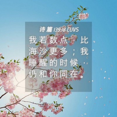 Picture 04 - 诗 篇 139:18 CUVS - 我 若 数 点 ， 比 海 沙 更 多 ； 我 - Bible Verse Picture