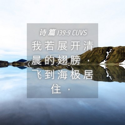Picture 04 - 诗 篇 139:9 CUVS - 我 若 展 开 清 晨 的 翅 膀 ， 飞 到 - Bible Verse Picture