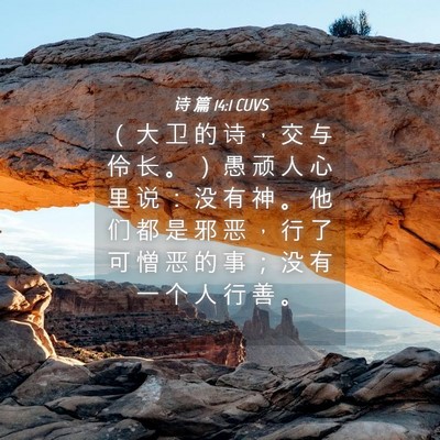 Picture 04 - 诗 篇 14:1 CUVS - （ 大 卫 的 诗 ， 交 与 伶 长 。 ） - Bible Verse Picture