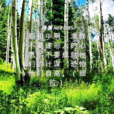 Picture 04 - 诗 篇 140:8 CUVS - 耶 和 华 啊 ， 求 你 不 要 遂 恶 人 - Bible Verse Picture