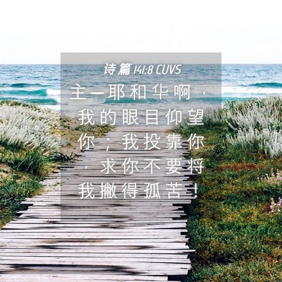 Picture 04 - 诗 篇 141:8 CUVS - 主 ─ 耶 和 华 啊 ， 我 的 眼 目 仰 - Bible Verse Picture
