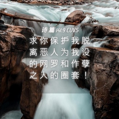 Picture 04 - 诗 篇 141:9 CUVS - 求 你 保 护 我 脱 离 恶 人 为 我 设 - Bible Verse Picture
