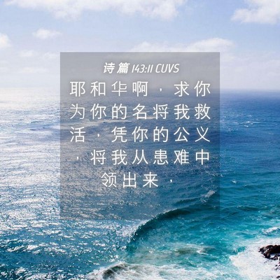 Picture 04 - 诗 篇 143:11 CUVS - 耶 和 华 啊 ， 求 你 为 你 的 名 将 - Bible Verse Picture