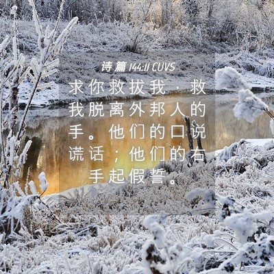 Picture 04 - 诗 篇 144:11 CUVS - 求 你 救 拔 我 ， 救 我 脱 离 外 邦 - Bible Verse Picture
