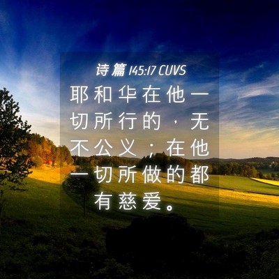 Picture 04 - 诗 篇 145:17 CUVS - 耶 和 华 在 他 一 切 所 行 的 ， 无 - Bible Verse Picture