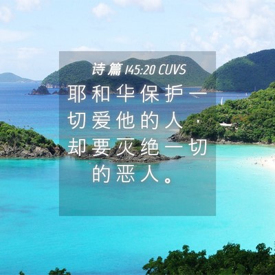 Picture 04 - 诗 篇 145:20 CUVS - 耶 和 华 保 护 一 切 爱 他 的 人 ， - Bible Verse Picture
