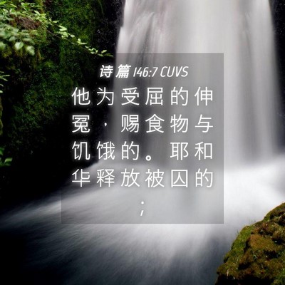 Picture 04 - 诗 篇 146:7 CUVS - 他 为 受 屈 的 伸 冤 ， 赐 食 物 与 - Bible Verse Picture