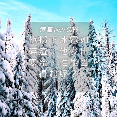 Picture 04 - 诗 篇 147:17 CUVS - 他 掷 下 冰 雹 如 碎 渣 ； 他 发 出 - Bible Verse Picture