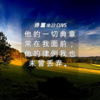 Picture 04 - 诗 篇 18:22 CUVS - 他 的 一 切 典 章 常 在 我 面 前 ； - Bible Verse Picture