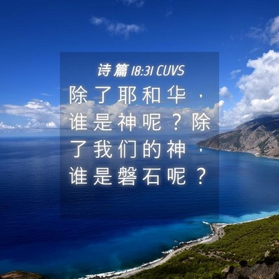 Picture 04 - 诗 篇 18:31 CUVS - 除 了 耶 和 华 ， 谁 是 神 呢 ？ 除 - Bible Verse Picture