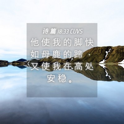 Picture 04 - 诗 篇 18:33 CUVS - 他 使 我 的 脚 快 如 母 鹿 的 蹄 ， - Bible Verse Picture