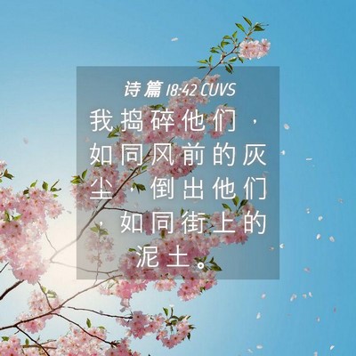 Picture 04 - 诗 篇 18:42 CUVS - 我 捣 碎 他 们 ， 如 同 风 前 的 灰 - Bible Verse Picture