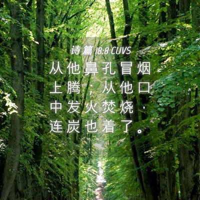 Picture 04 - 诗 篇 18:8 CUVS - 从 他 鼻 孔 冒 烟 上 腾 ； 从 他 口 - Bible Verse Picture