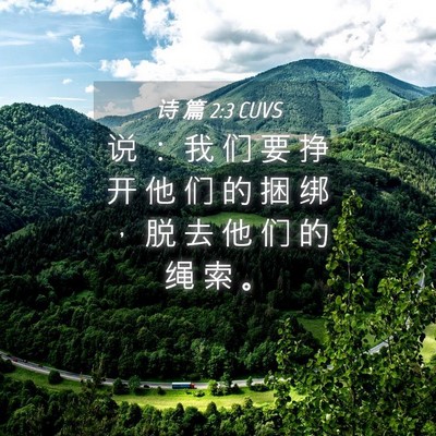 Picture 04 - 诗 篇 2:3 CUVS - 说 ： 我 们 要 挣 开 他 们 的 捆 绑 - Bible Verse Picture